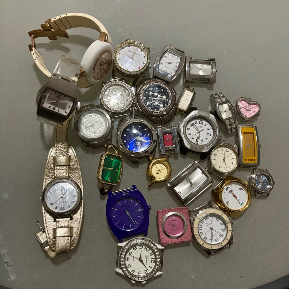 Vintage and Modern Gold and Silver Watch Face Lot Bundle of 26
